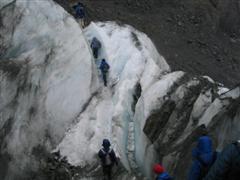 climbing the ice steps