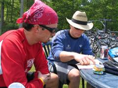 Erik and Tim looking at the trail map