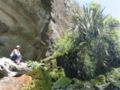 Shannon under a waterfall